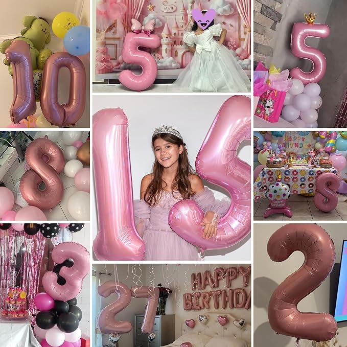 Pastel Pink 1 Balloon, 40 Inch Large Light Pink Foil Number Balloons, Self - Image 8