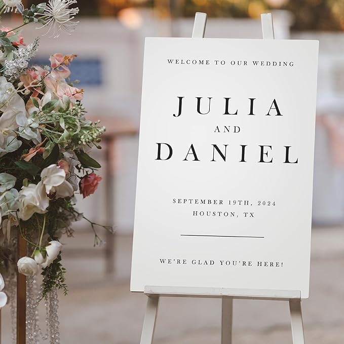 Personalized Wedding Welcome Sign, Customized White Foam Sign for Wedding, 3 Optional Sizes, 29 Design Colors - Wedding Plaque for Welcome Sign, Customizable Wedding Décor