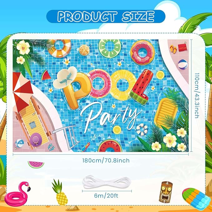 Pool Party Banner Pool Party Decorations Summer Party Birthday Decorations - Image 3