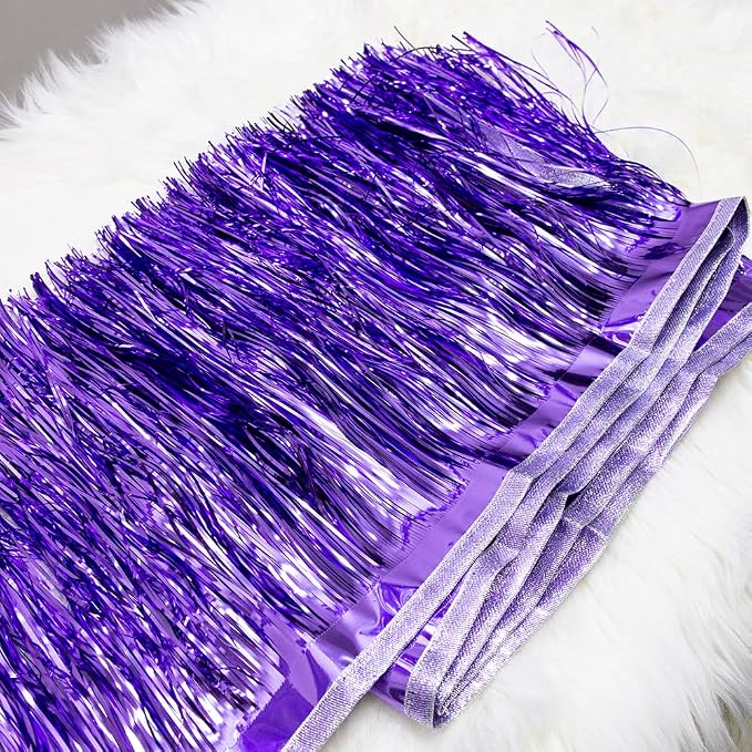 Premium Shiny Purple Fringe Tinsel Garland - Image 3