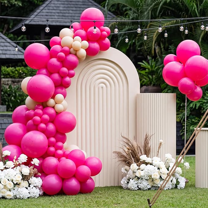 1 Set Reusable Inflatable Balloon Garland Arch Kit, Rose Pink | 7 Pcs Linked - Image 5