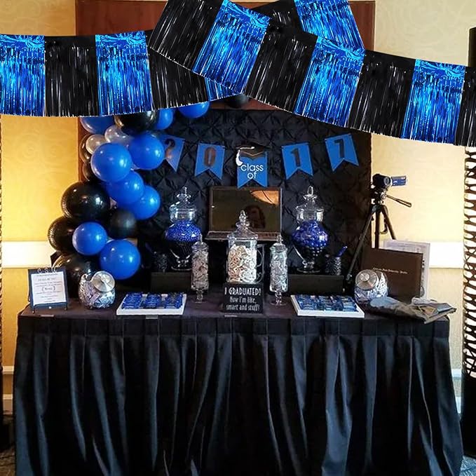 BEISHIDA Black Blue Fringe Garland Banner 30ft Wall Tinsel Foil Streamers | - Image 6