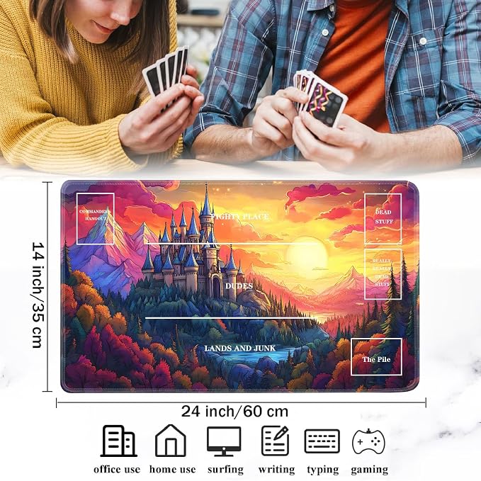 for TCG Playmat with Zones, Non-Slip Rubber Bottom Trading Card Game Mat with - Image 2