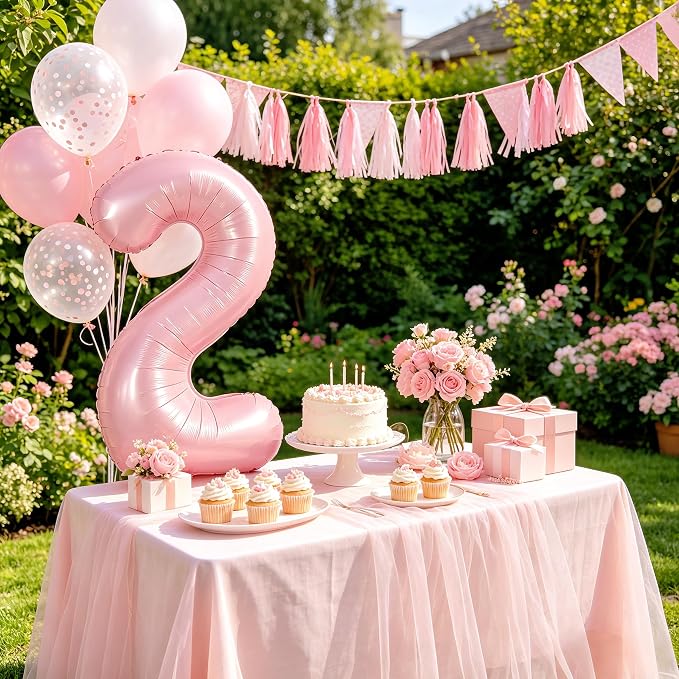 TONIFUL 40 Inch Pastel Pink Number 2 Balloons Large Foil 2nd Birthday Decor | - Image 5