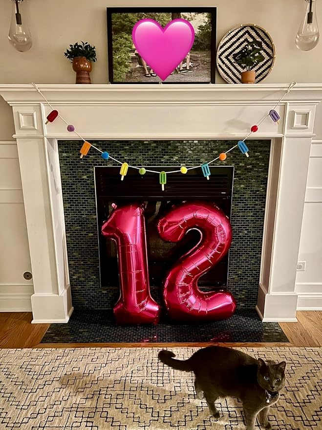 1 Balloon Numbers Birthday Decorations, 40In Rose Purple Balloons - Image 2