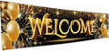 Welcome Banner - Black and Gold Welcome Home Decorations 6 x 1.3ft - Welcome by Bravita