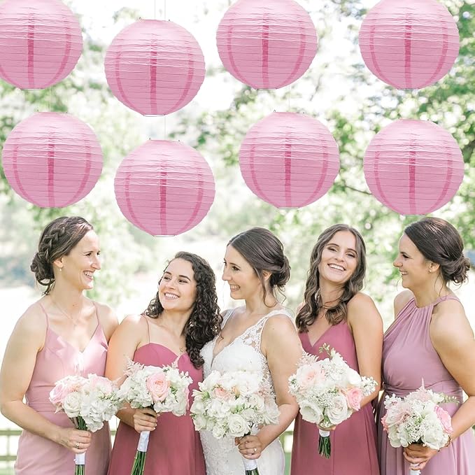 Pink Paper Lanterns Hanging Chinese Round Lanterns - Image 7