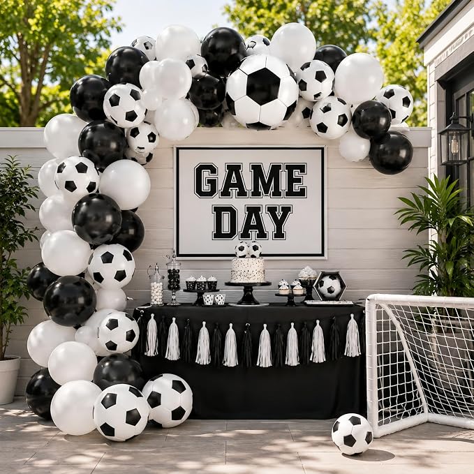 Soccer Balloons, 12 Inch Black White Latex Balloons - Image 6