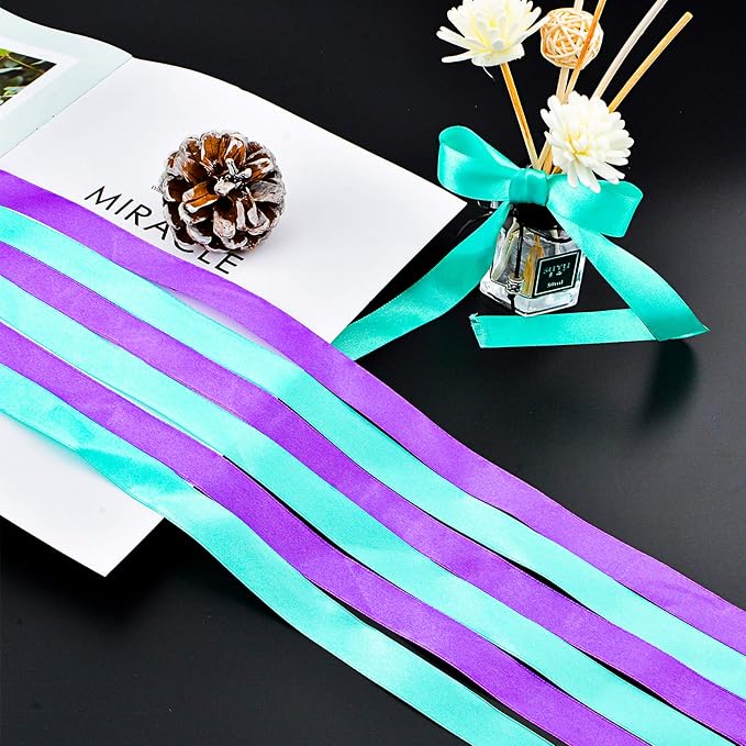 WANDIC Ribbon Tassel Garland, Mermaid Fabric Banner Backdrop Bunting Hanging - Image 4