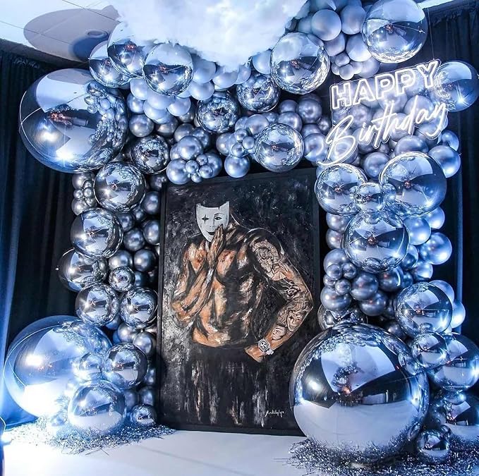 10 Pcs 22 Inch Black Mylar Balloons, Large 4D Giant Round Foil Balloon Big - Image 6