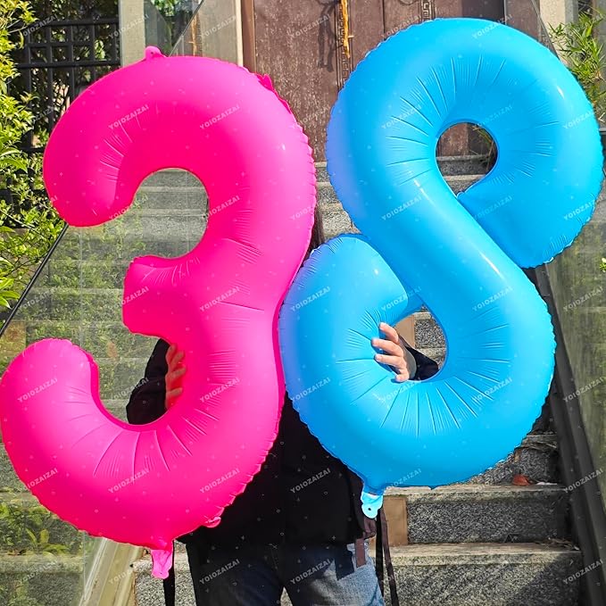 40IN Fluorescent Pink Number 8 Balloons Glow In The Dark Pink Balloon | - Image 4