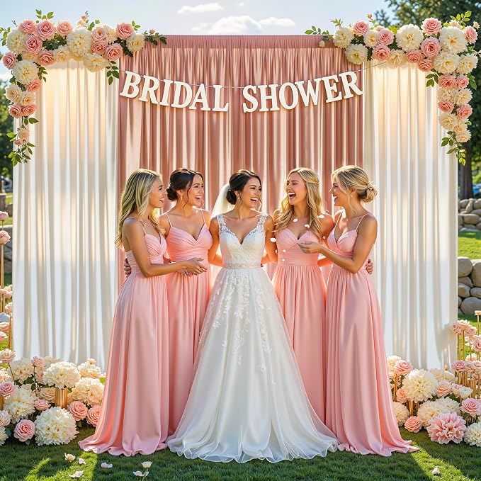 10x10 ft Rose Gold Glitter Backdrop Curtain - Image 7