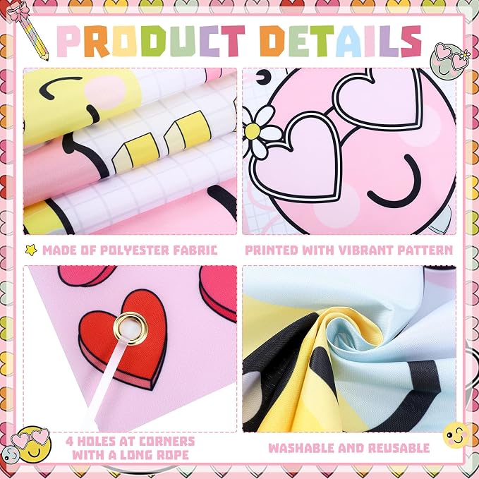 HunnmingRe Pastel Smile Face Classroom Decor Back to School Banner Decor Smile - Image 2