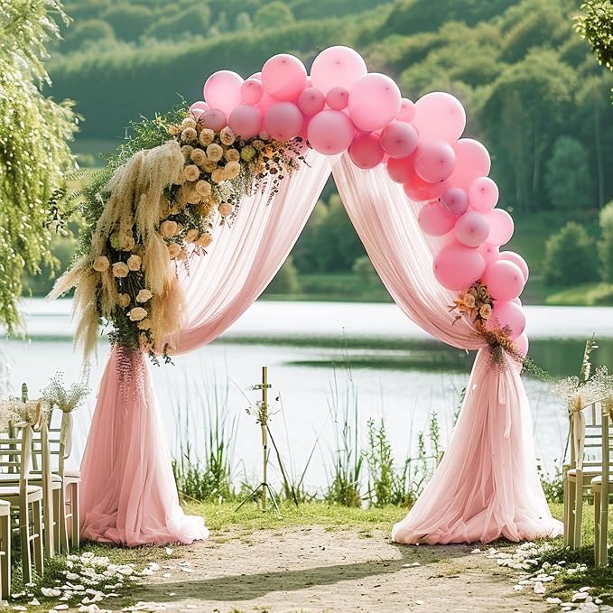 Blush Wedding Arch Draping Fabric Backdrop Drapes Sheer 3 Panels | 28.7"x20FT - Image 3