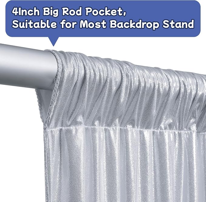 leegleri 30x10ft Thick Silver Glitter Backdrop Curtain Panels - Image 8
