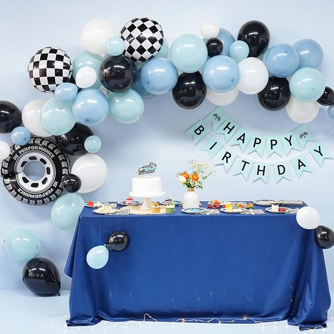 Race Car Birthday Banner, Pre-Strung Checkered Flag Decorations - Image 8