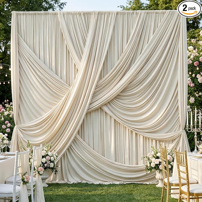 10ft×12ft Beige Backdrop Curtain by PartyVillage