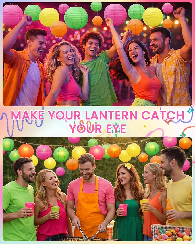 Treela 48 Pcs Paper Lanterns Party Decorations Chinese Lanterns Round Paper - Image 6