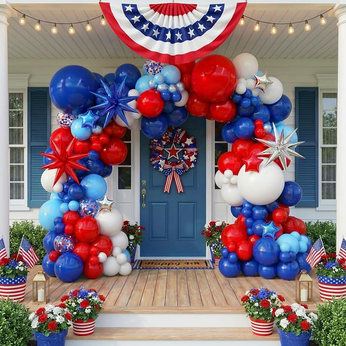 145Pcs Red White and Blue Balloon Garland Kit, Patriotic Balloon Arch Kit | - Image 5