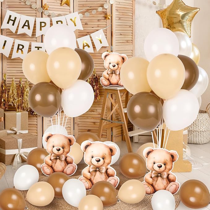 12 Sets Brown Bear Baby Shower Balloon Stand Kit - Image 2