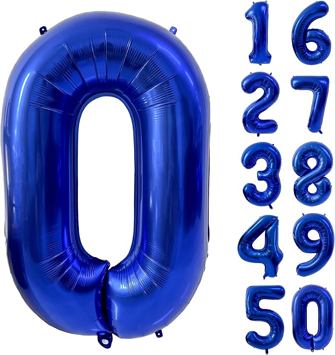 40 inch Navy Blue Number Balloon Dark Blue 0 Balloons Giant Foil Helium by Yeodong