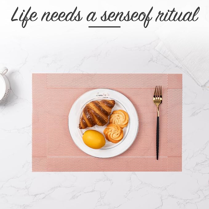 Placemats Set of 6 Washable Indoor | Outdoor Vinyl Place Mats - Image 6