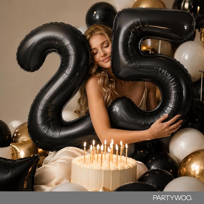PartyWoo Number Balloons 40 Inch Black Number 5 Kit 25pcs - Image 8