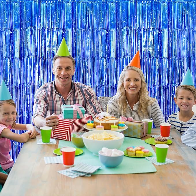 20 Pack Blue Foil Curtain Backdrop 3.2ft x 8.2ft Foil Fringe Backdrop Curtain - Image 6