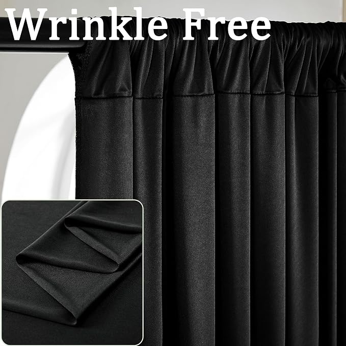 30ft x 8ft Wrinkle Free Black Backdrop Curtains - Image 4