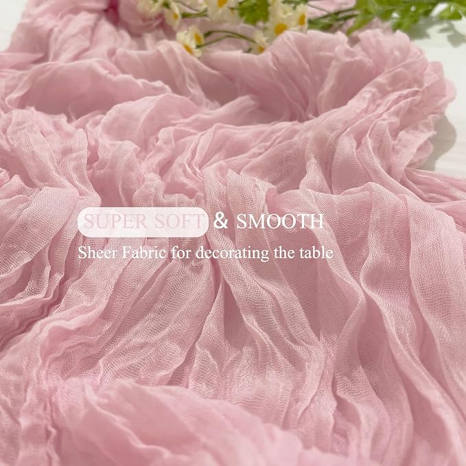 20Pack Light Pink Cheesecloth Table Runner 20x120inch Gauze Table Runners | - Image 4
