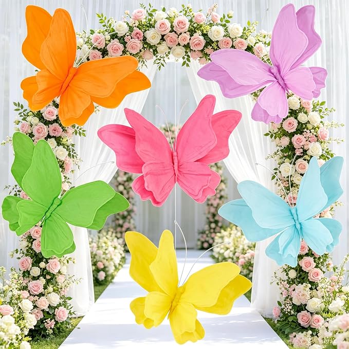 SUNBEAUTY Hanging Butterflies Large Butterfly Decorations 3D Colorful Paper - Image 6