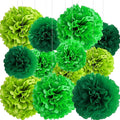 BRZIKWT 12 Pcs Green Dark Green and Light Green Tissue Paper Pom Poms by Unknown
