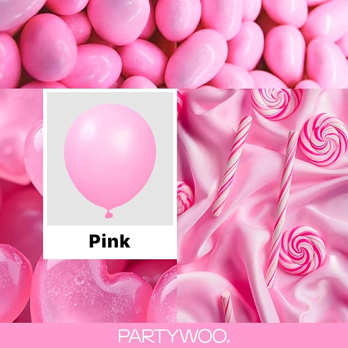 PartyWoo Pink Balloons 140pcs Matte Pink Color 18 12 10 5 Inch | 18 12 10 5 Inch - Image 2