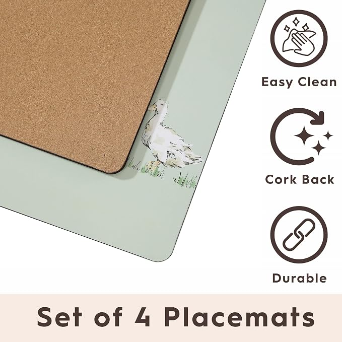 Laura Ashley Cork Placemats, 16 x 12-inch, Mallard | Ideal - Image 3