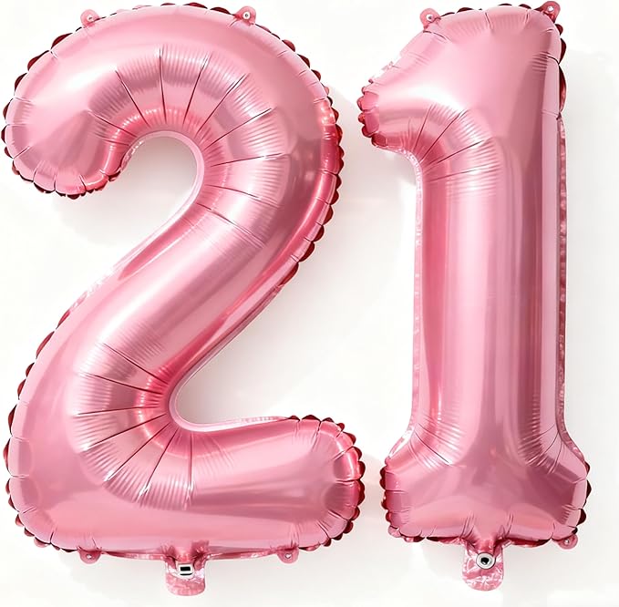 Pink Number 21 Balloons 40 Inch Giant Pink 20 Foil Mylar Balloons by COLORFULELVES