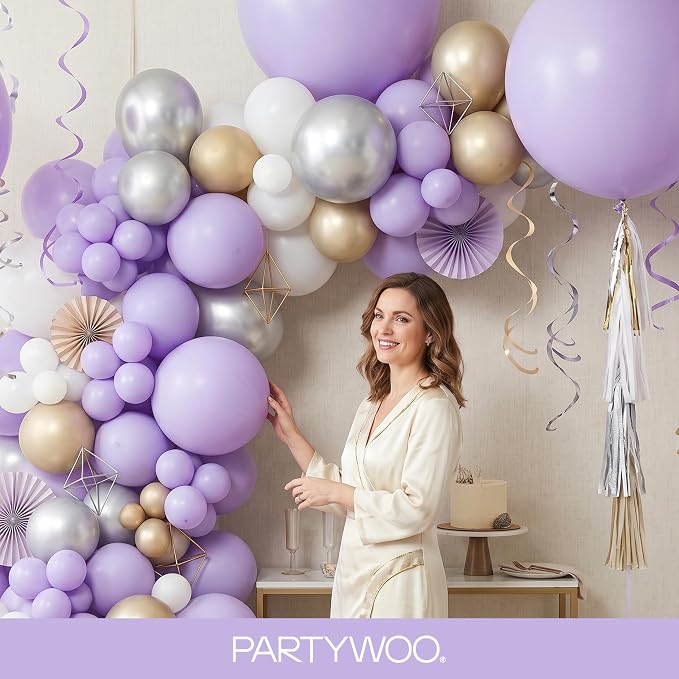 PartyWoo Lavender Balloons 100pcs Light Pastel Purple Lilac Color | 36 18 12 10 - Image 9