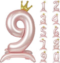 Pink Crown Number 9 Balloon Standing Pink Princess digital 9 Foil Balloon | by YOIOZAIZAI