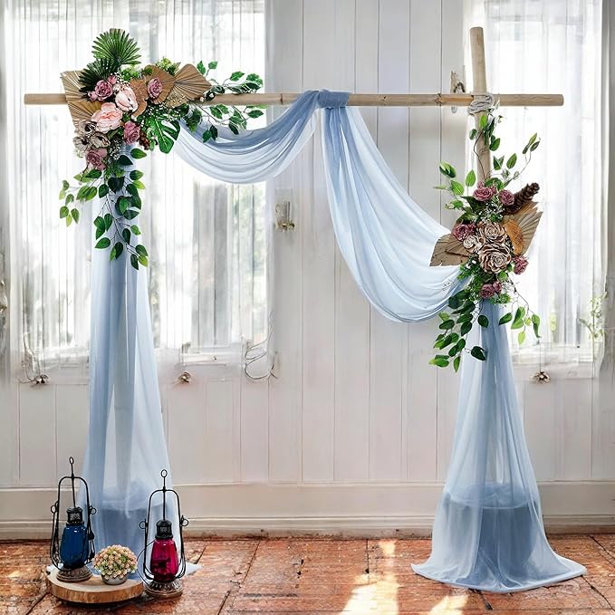 MDS Halloween Chiffon Draping Fabric - 1 Panel, 30" Wide x 100ft Long - Sheer Spooky Arbor & Canopy Drapery for Haunted House Backdrops, Party Ceilings, DIY Costumes & Themed Events - Dusty Blue