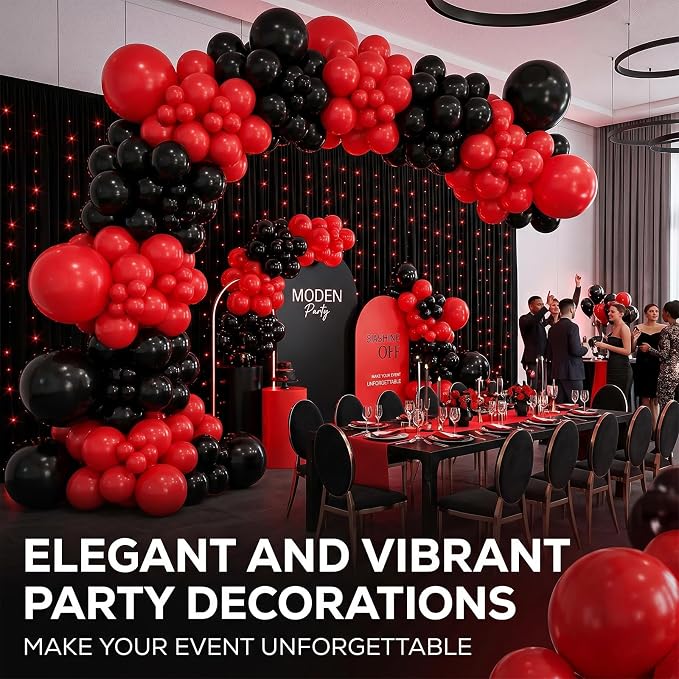 60pcs Red and Black Balloon Kit, 12 Inch Bold Red Black Balloons - Image 3