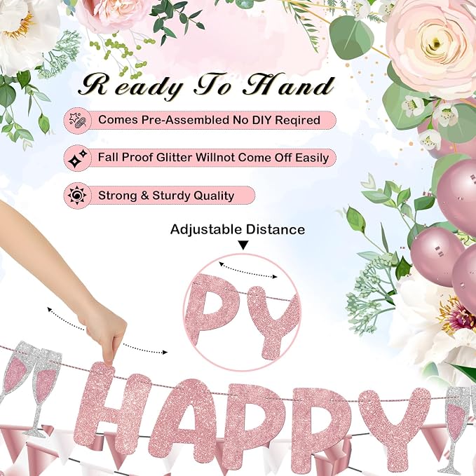 Pre Strung Happy Engagement Banner Glitter Engagement Party Decorations - Image 2