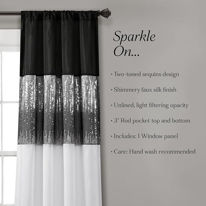 Lush Decor Night Sky Window Curtain Panel, Single 42"W x 63"L Black & White - Image 6