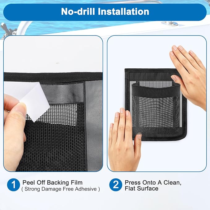 Linkstyle 3PCS Boat Storage Mesh Bag, Self Adhesive Marine Caddy Organizer - Image 6