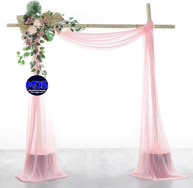 MDS Halloween Chiffon Draping Fabric - 2 Panel, 30" Wide x 100ft Long - Sheer Spooky Arbor & Canopy Drapery for Haunted House Backdrops, Party Ceilings, DIY Costumes & Themed Events - Blush Pink