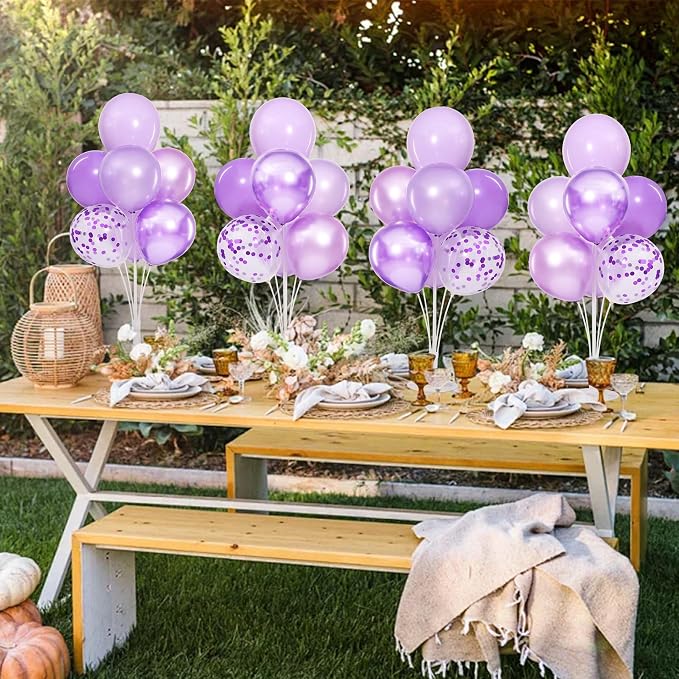 4 Sets Lavender Balloons Stand for Table | Pastel Purple Lilac Balloon - Image 2