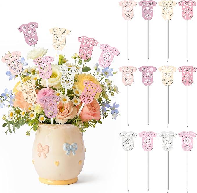 TICIAGA Cielito Lindo Bodysuit Wooden Picks Baby Shower Floral Vase Decor | by TICIAGA