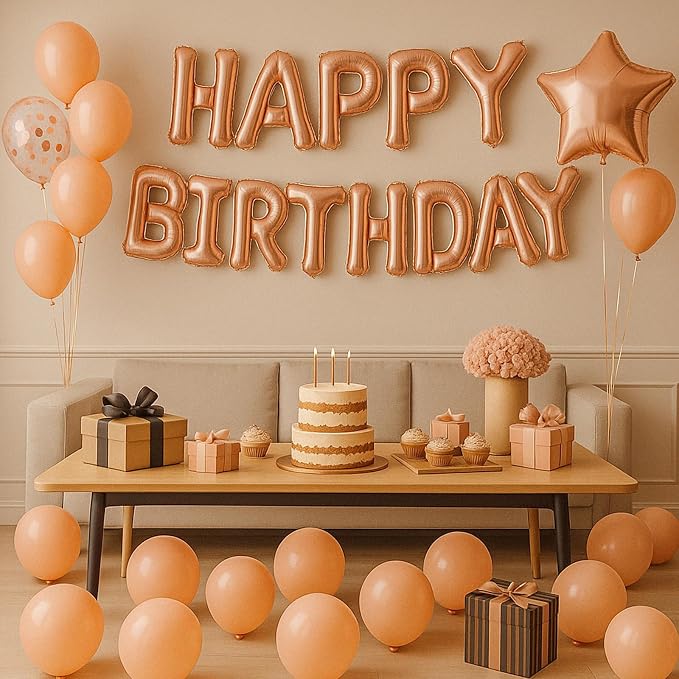 29PC Rose Gold Happy Birthday Balloon Banner, 16 Inch 3D Aluminum Letter Banner - Image 5