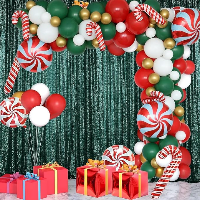 Sugargirl Dark Green Sequin Backdrop Curtain 6 Panels 2FTx8FT Glitter Dark - Image 2