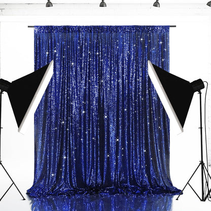 Eternal Beauty Navy Blue Sequin Backdrop, 6x8 Ft Glitter Background Curtains for Shimmer Photography Party Wedding Birthday Independence Day Back Drop Decor