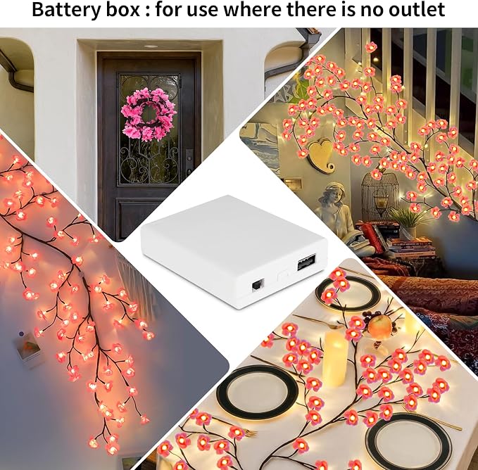 7.55FT 144LED Pink Cherry Blossom Tree Branch Lights - Image 7