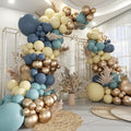 Dusty Blue Yellow Gold Balloon Garland Arch Kit by MOXMAY